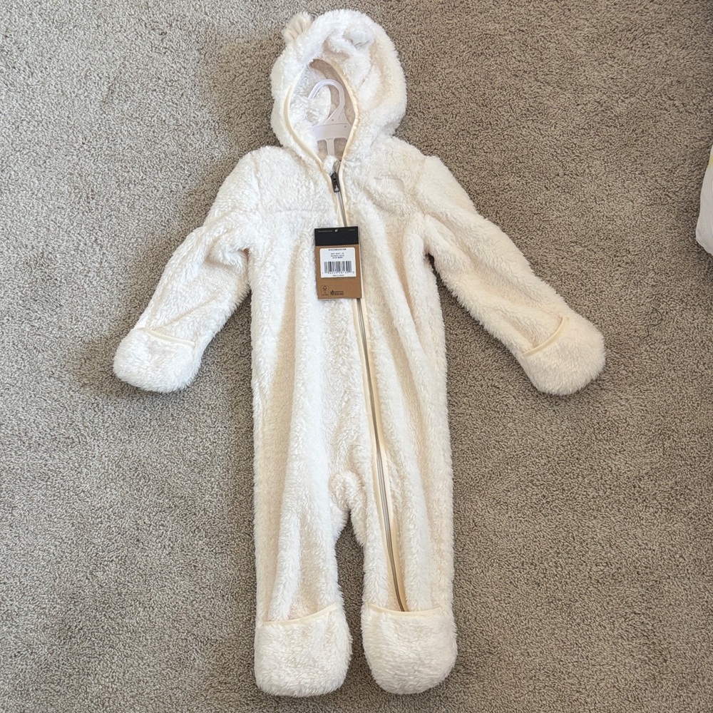 NWT North Face Sherpa Hooded Baby One-Piece